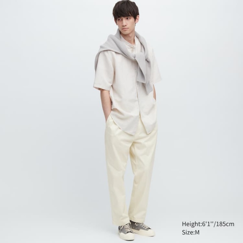 Pánské Kalhoty Uniqlo Bavlněné Relaxed Fit Ankle Length Bílé | BFZVMHK-04