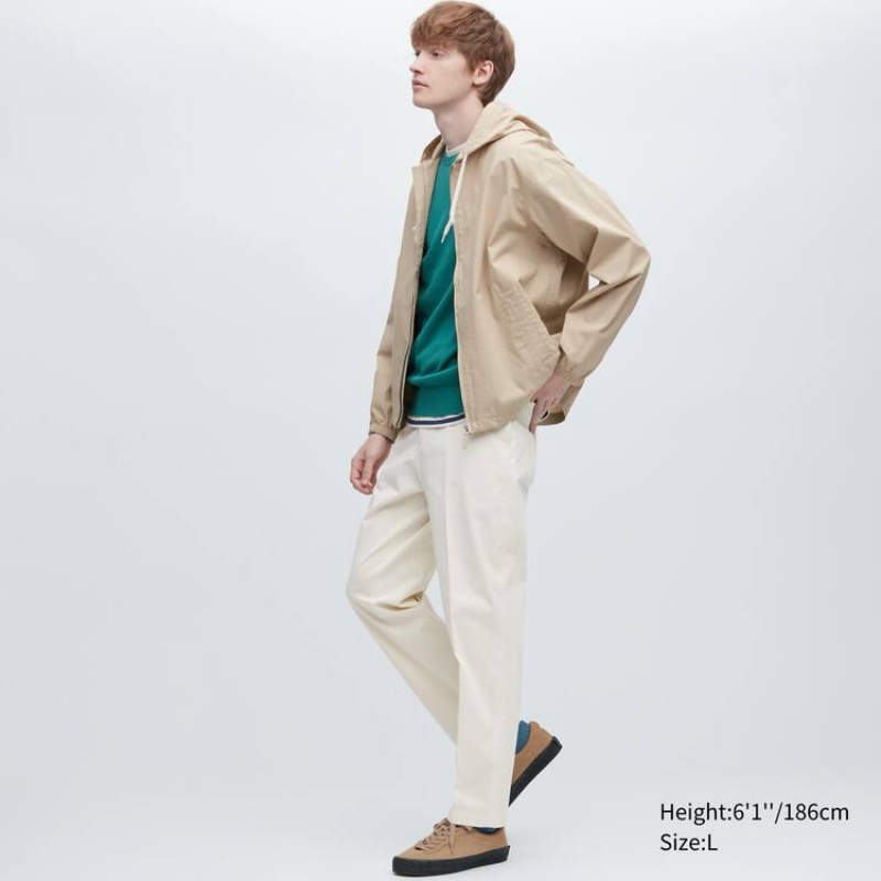 Pánské Kalhoty Uniqlo Smart Bavlněné Ankle Length (Long) Bílé | PHCNDTR-09