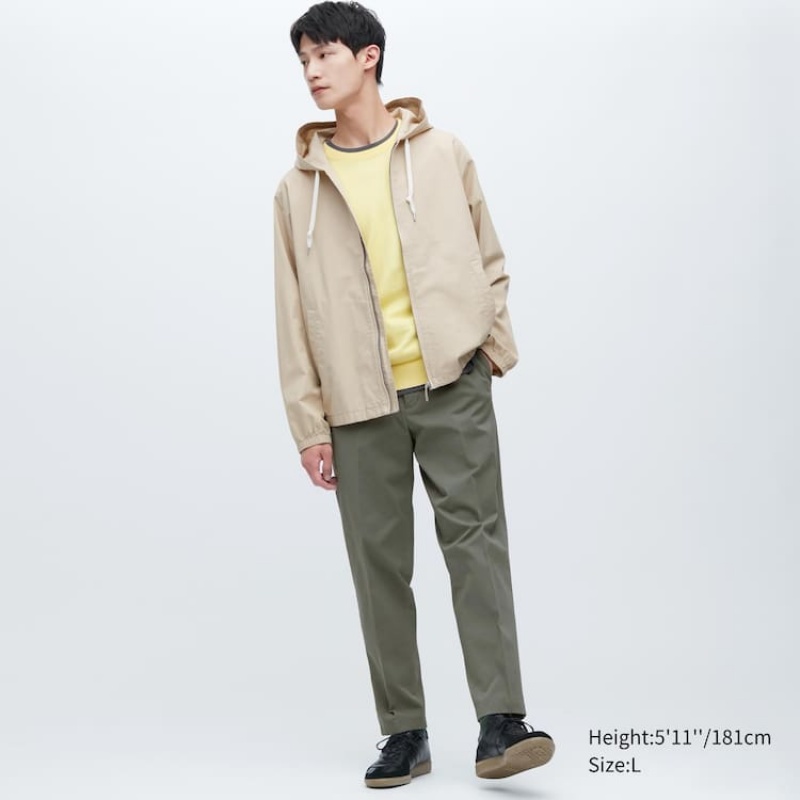 Pánské Kalhoty Uniqlo Smart Bavlněné Ankle Length Olivy Zelené | FNRGTIY-49