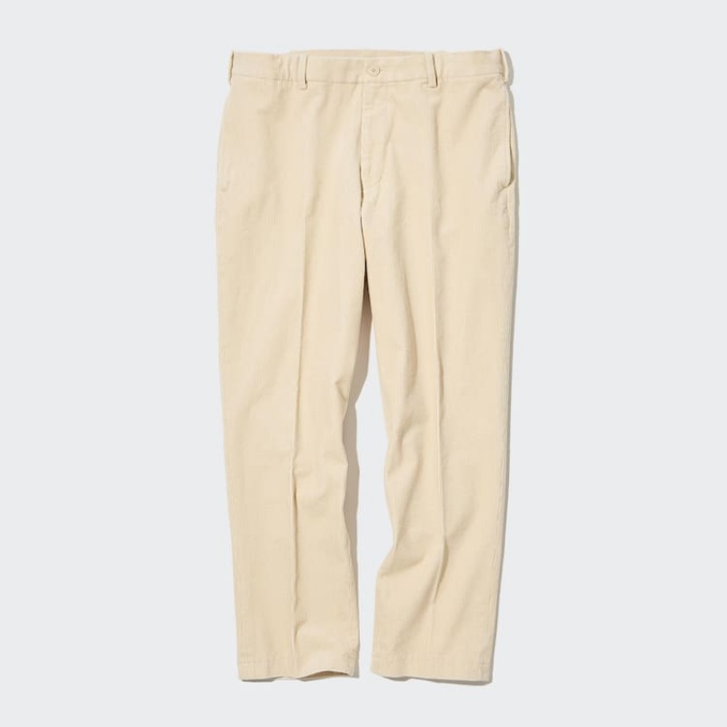 Pánské Kalhoty Uniqlo Smart Corduroy Ankle Length Béžový | YQVMPNX-23