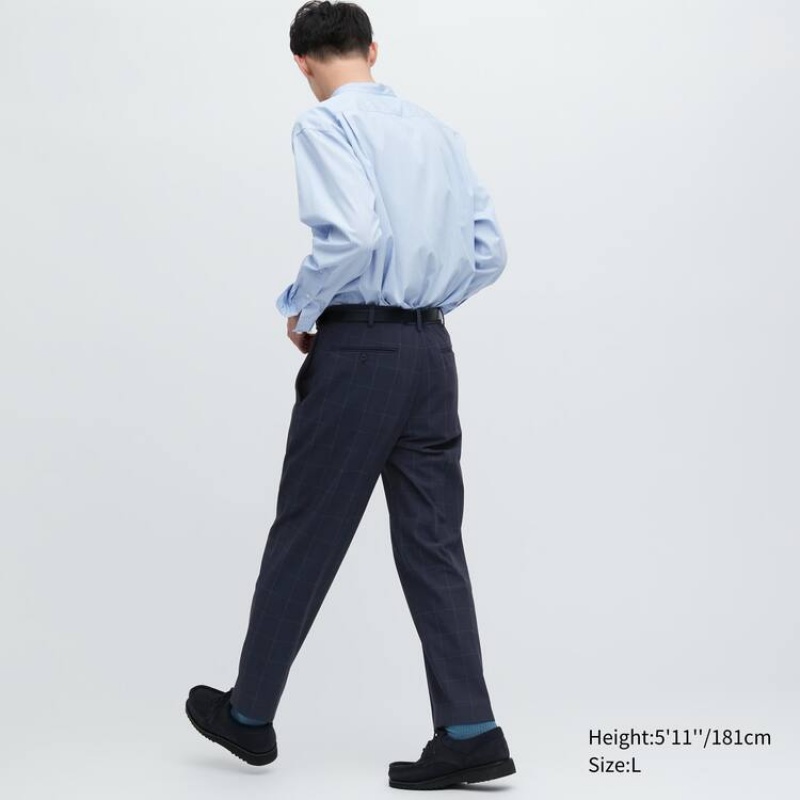 Pánské Kalhoty Uniqlo Smart Patterned Ankle Length Tmavě Blankyt | OMISKZF-60