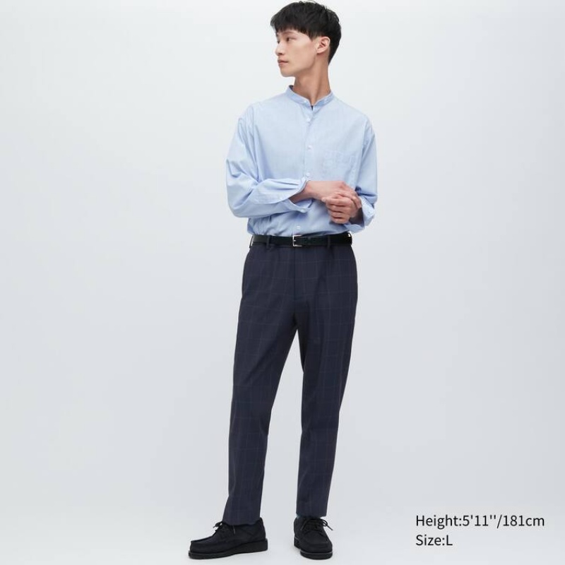 Pánské Kalhoty Uniqlo Smart Patterned Ankle Length Tmavě Blankyt | OMISKZF-60