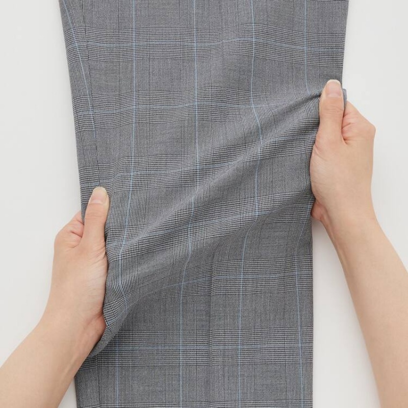 Pánské Kalhoty Uniqlo Smart Pohodlí Glen Checked Ankle Length Šedé | RBQHANP-63