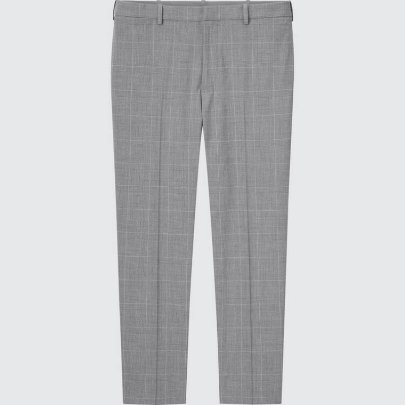 Pánské Kalhoty Uniqlo Smart Pohodlí Glen Checked Ankle Length Šedé | RBQHANP-63