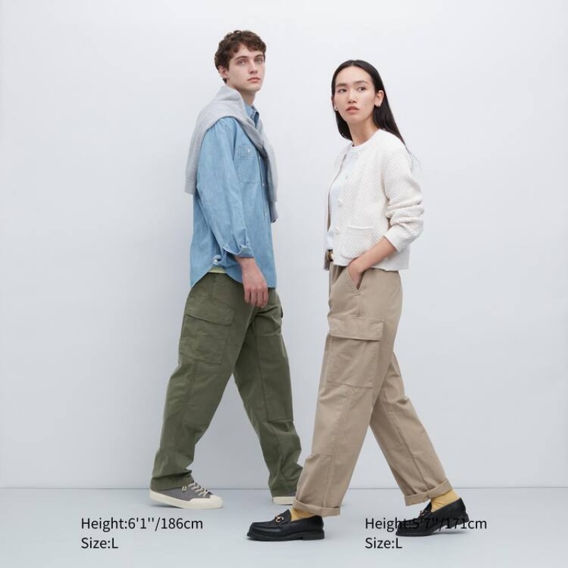 Pánské Kalhoty Uniqlo Utility Cargo Béžový | TYLHPUM-17