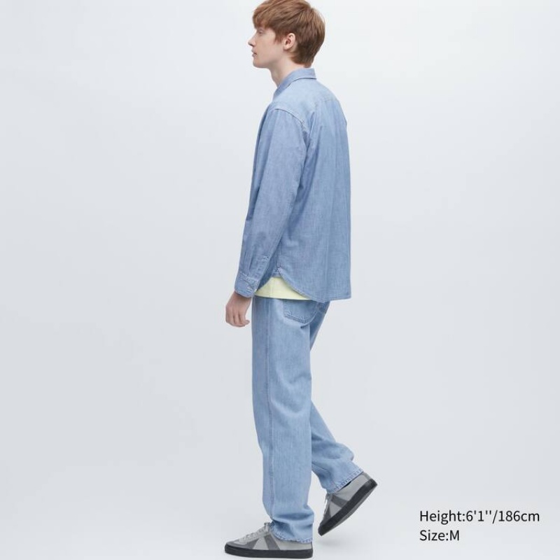 Pánské Košile Uniqlo Chambray Regular Fit Pracovní (Regular Collar) Blankyt | MJUORBW-97