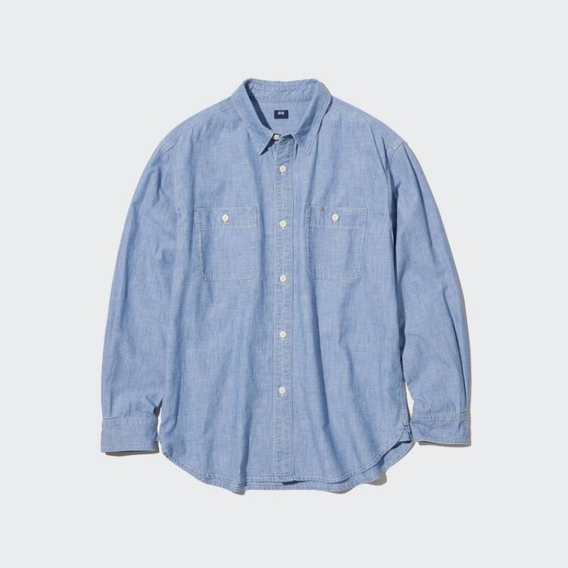 Pánské Košile Uniqlo Chambray Regular Fit Pracovní (Regular Collar) Blankyt | MJUORBW-97