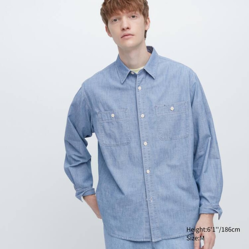 Pánské Košile Uniqlo Chambray Regular Fit Pracovní (Regular Collar) Blankyt | MJUORBW-97