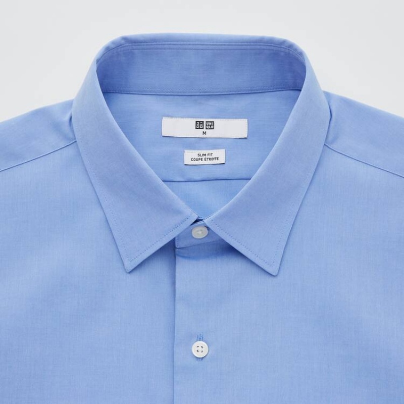 Pánské Košile Uniqlo Easy Care Broadcloth Stretch Slim Fit (Regular Collar) Blankyt | IZYLXPB-75