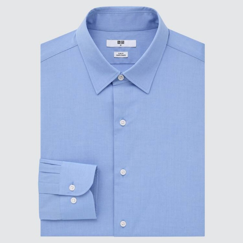 Pánské Košile Uniqlo Easy Care Broadcloth Stretch Slim Fit (Regular Collar) Blankyt | IZYLXPB-75