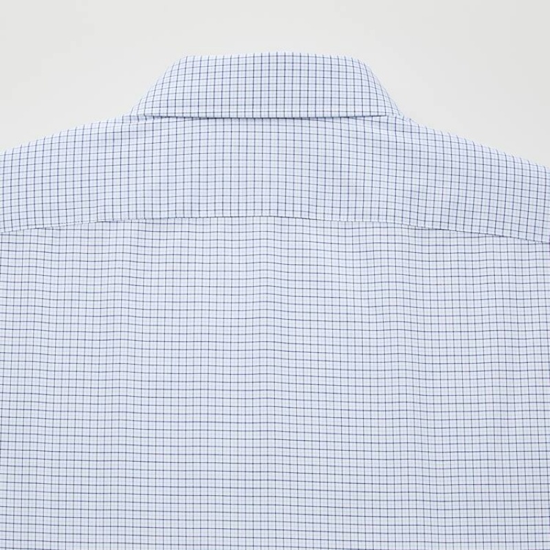 Pánské Košile Uniqlo Easy Care Checked Stretch Slim Fit (Semi-cutaway Collar) Blankyt | HOQXAZV-14