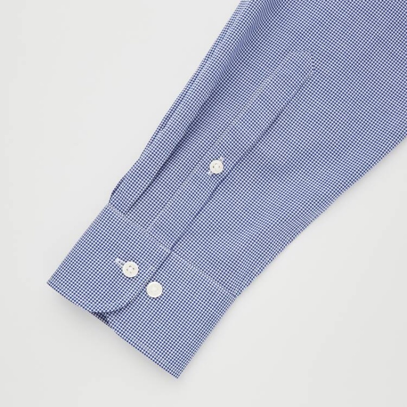 Pánské Košile Uniqlo Easy Care Checked Stretch Slim Fit (Semi-cutaway Collar) Blankyt | IGFCNVM-06