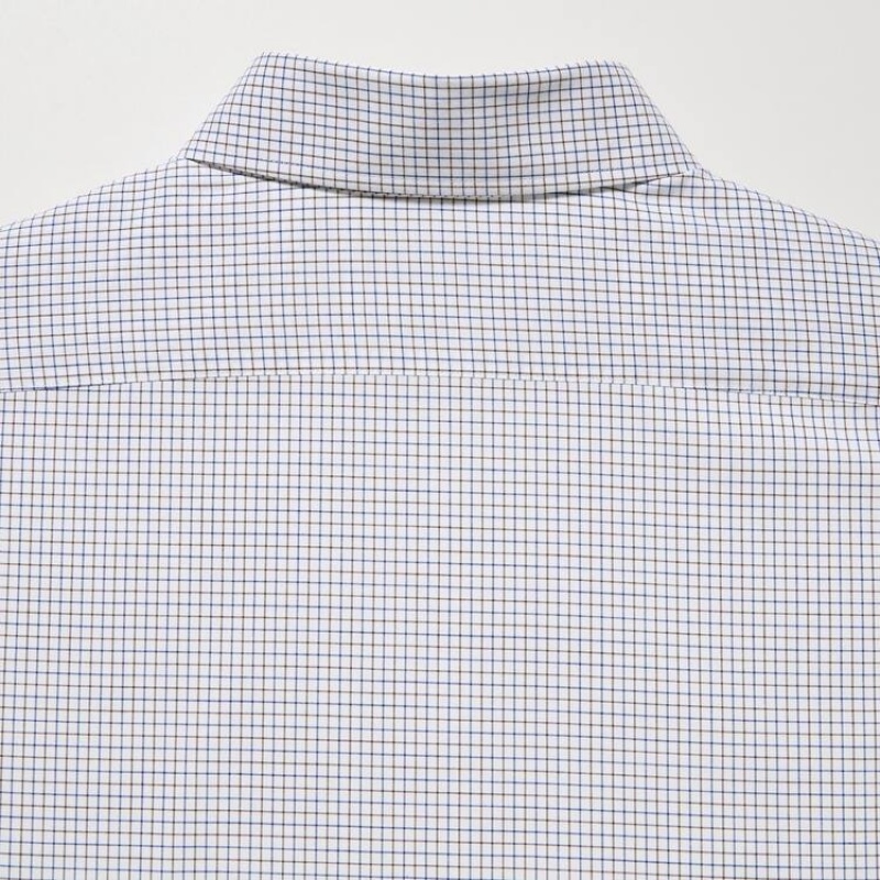 Pánské Košile Uniqlo Easy Care Stretch Slim Fit Checked (Button-down Collar) Hnědé | GTHJOMZ-17