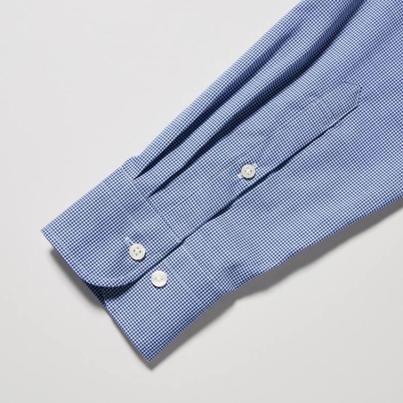 Pánské Košile Uniqlo Easy Care Stretch Slim Fit Checked (Semi-cutaway Collar) Blankyt | PARBHTX-58