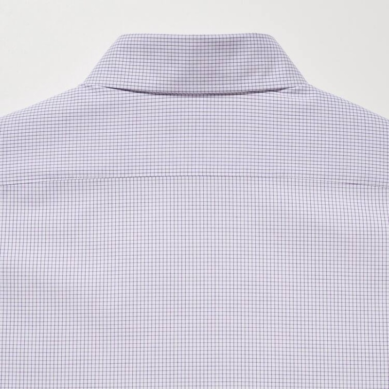 Pánské Košile Uniqlo Easy Care Stretch Slim Fit Checked (Button-down Collar) Fialové | VBEQMXK-63