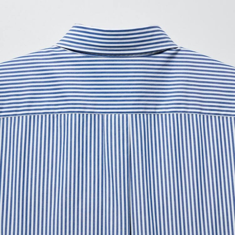 Pánské Košile Uniqlo Extra Fine Bavlněné Broadcloth Regular Fit Pruhovaný (Button-down Collar) Blankyt | KYVZDMO-72