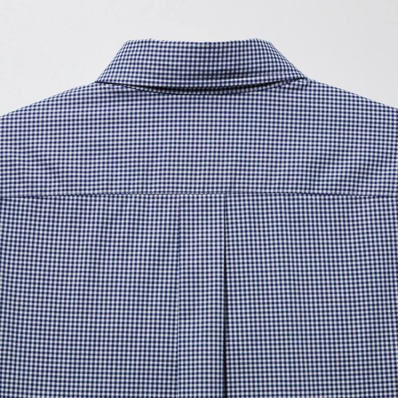 Pánské Košile Uniqlo Extra Fine Bavlněné Broadcloth Checked (Button-down Collar) Blankyt | OPKSFRY-28