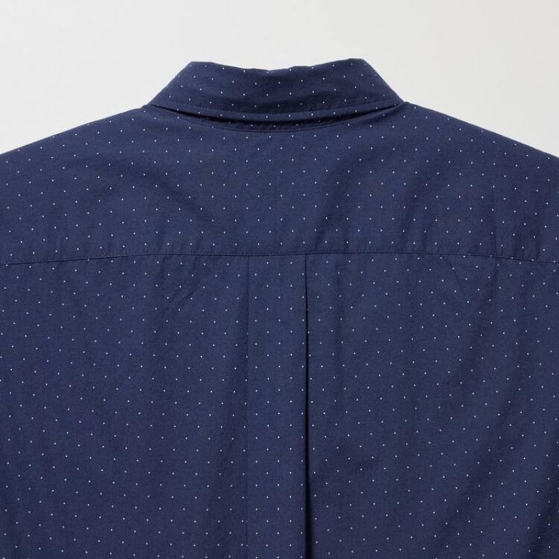 Pánské Košile Uniqlo Extra Fine Bavlněné Broadcloth Regular Fit Printed (Regular Collar) Blankyt | ZAKMHWS-75