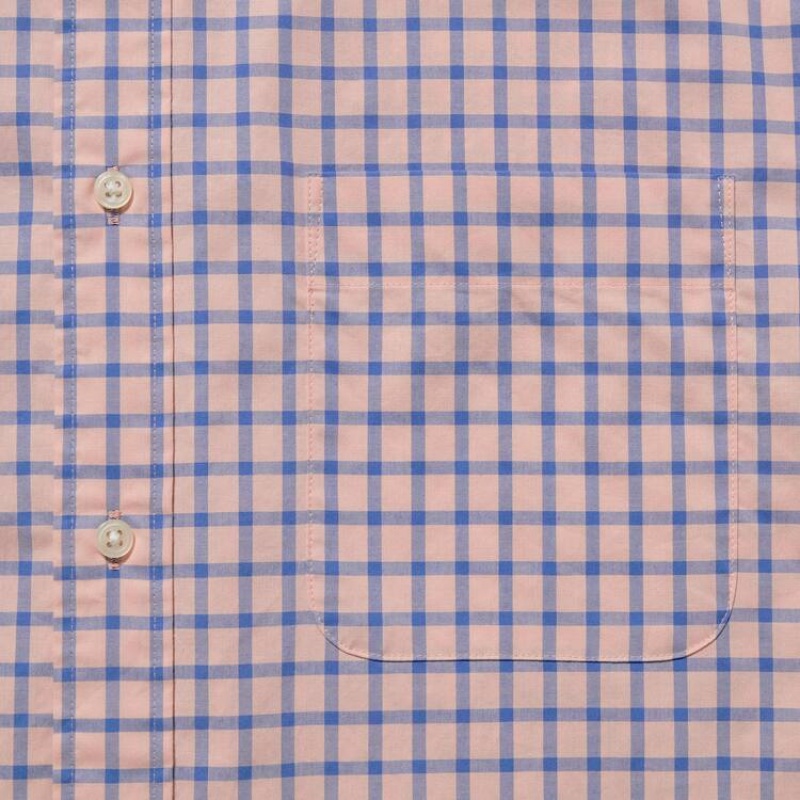 Pánské Košile Uniqlo Extra Fine Bavlněné Broadcloth Regular Fit Checked (Button-down Collar) Růžové | FKOELUT-70