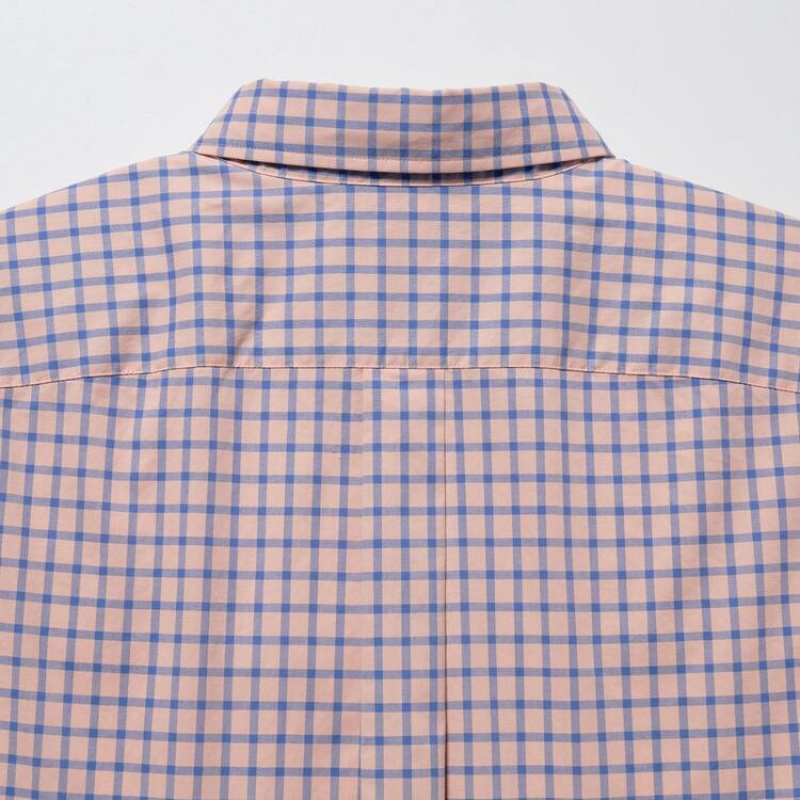 Pánské Košile Uniqlo Extra Fine Bavlněné Broadcloth Regular Fit Checked (Button-down Collar) Růžové | FKOELUT-70