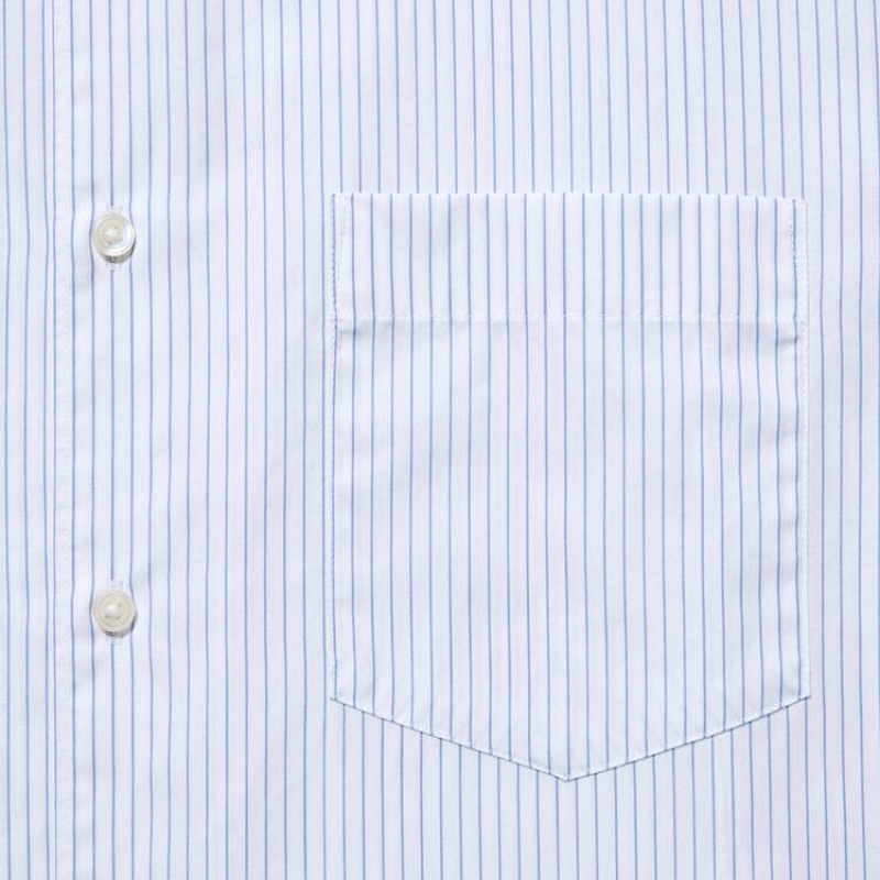 Pánské Košile Uniqlo Extra Fine Bavlněné Broadcloth Regular Fit Pruhovaný Blankyt | HJDFKWX-94