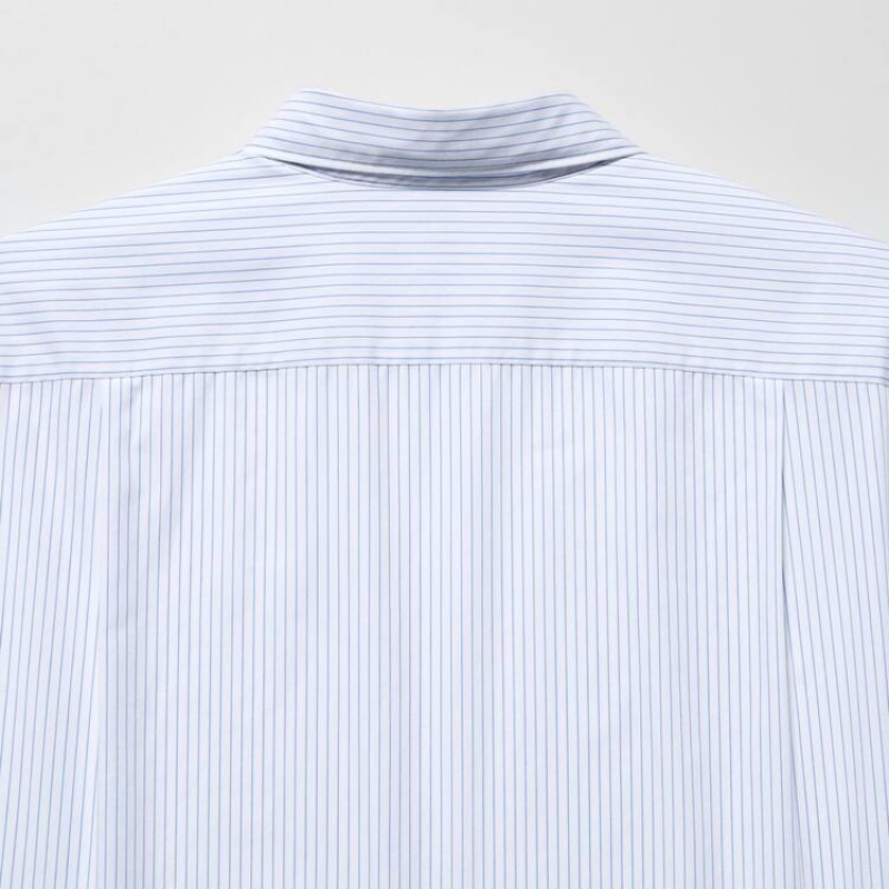 Pánské Košile Uniqlo Extra Fine Bavlněné Broadcloth Regular Fit Pruhovaný Blankyt | HJDFKWX-94