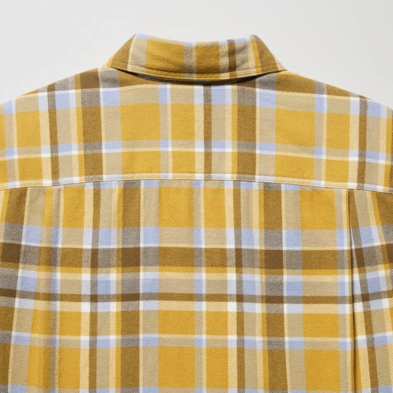 Pánské Košile Uniqlo Flannel Checked Regular Fit (Regular Collar) Žluté | SZELDCQ-01