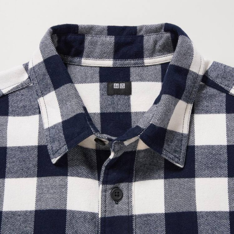 Pánské Košile Uniqlo Flannel Regular Fit Checked (Regular Collar) Bílé | OXRPBUH-39