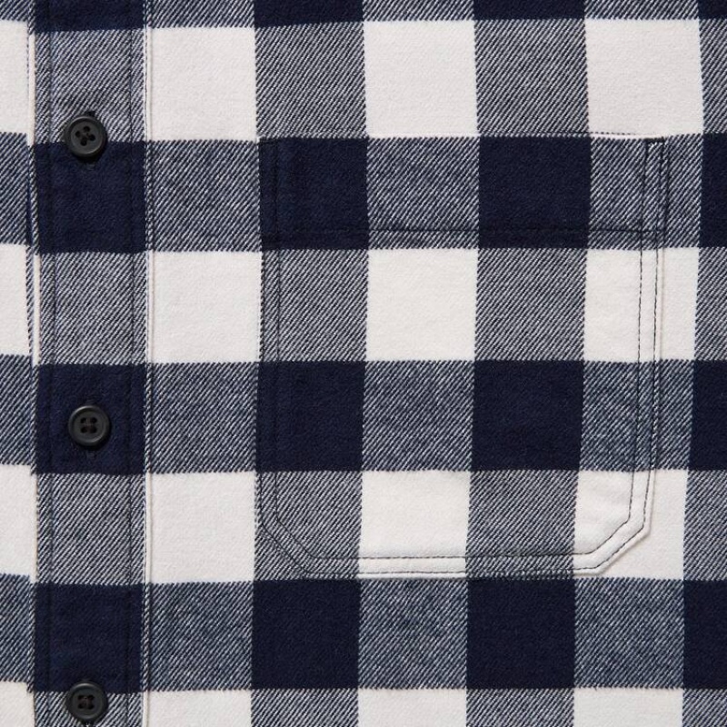 Pánské Košile Uniqlo Flannel Regular Fit Checked (Regular Collar) Bílé | OXRPBUH-39