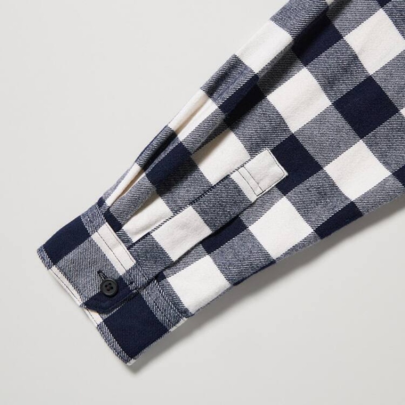 Pánské Košile Uniqlo Flannel Regular Fit Checked (Regular Collar) Bílé | OXRPBUH-39