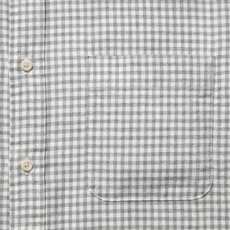 Pánské Košile Uniqlo Flannel Regular Fit Checked (Button-down Collar) Šedé | VQYLNEM-59