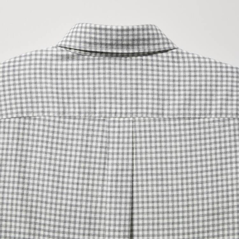 Pánské Košile Uniqlo Flannel Regular Fit Checked (Button-down Collar) Šedé | VQYLNEM-59