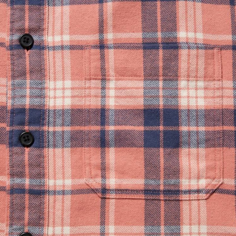 Pánské Košile Uniqlo Flannel Regular Fit Checked (Regular Collar) Růžové | BPHCKLU-92