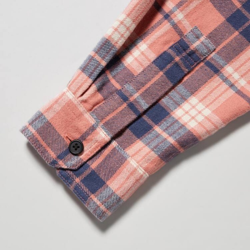 Pánské Košile Uniqlo Flannel Regular Fit Checked (Regular Collar) Růžové | BPHCKLU-92