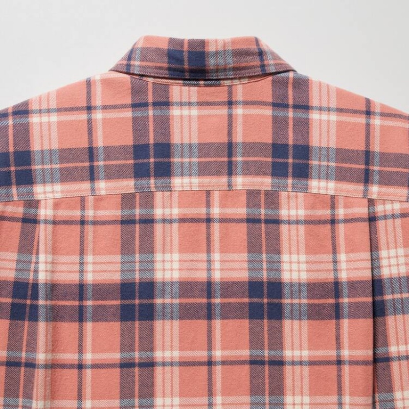 Pánské Košile Uniqlo Flannel Regular Fit Checked (Regular Collar) Růžové | BPHCKLU-92