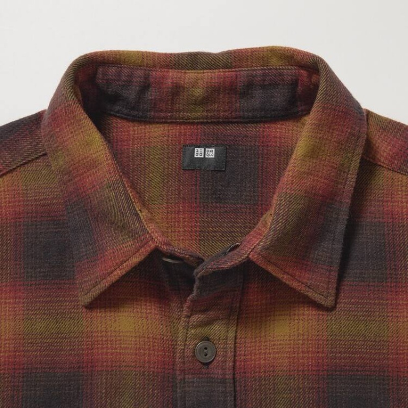 Pánské Košile Uniqlo Flannel Regular Fit Checked (Regular Collar) Žluté | VJHQEOI-76