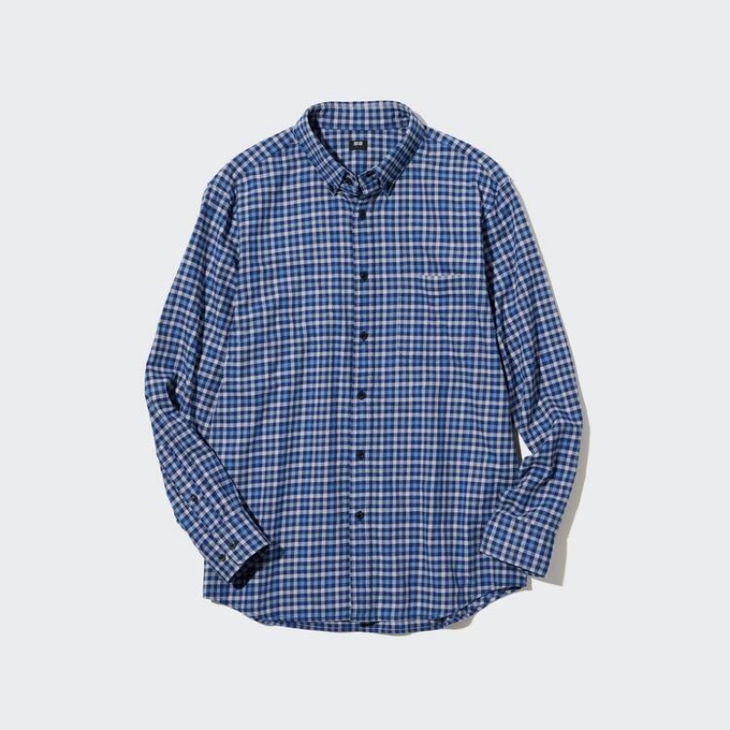 Pánské Košile Uniqlo Flannel Regular Fit Checked (Button-down Collar) Blankyt | PEQIYAO-65