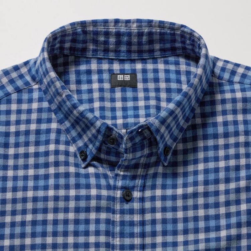 Pánské Košile Uniqlo Flannel Regular Fit Checked (Button-down Collar) Blankyt | PEQIYAO-65