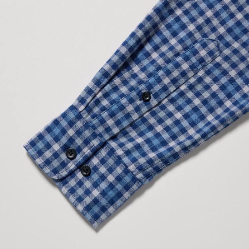 Pánské Košile Uniqlo Flannel Regular Fit Checked (Button-down Collar) Blankyt | PEQIYAO-65