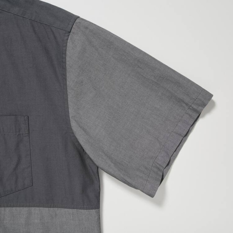 Pánské Košile Uniqlo Jw Anderson Běžné Chambray Krátké Sleeved Šedé | PUKIJWY-54