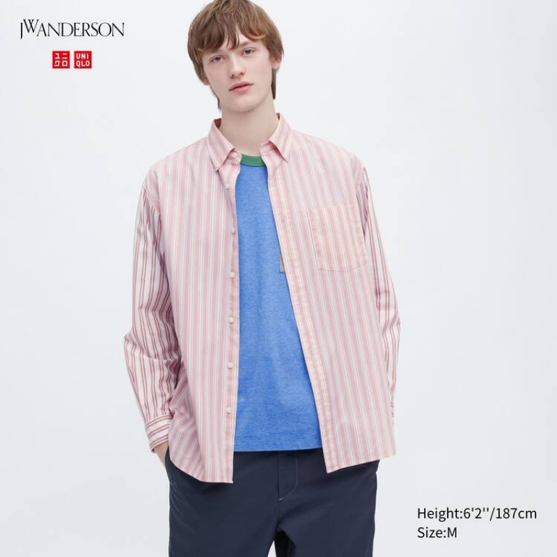 Pánské Košile Uniqlo Jw Anderson Oversized Růžové | BJVQIWA-03