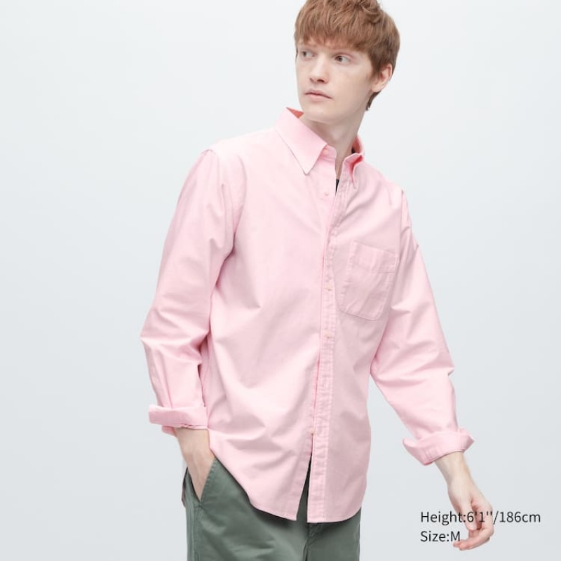 Pánské Košile Uniqlo Regular Fit Oxford (Button-down Collar) Růžové | CZGSIKD-39