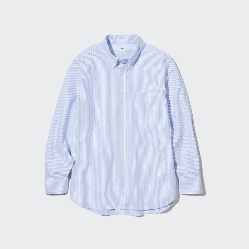 Pánské Košile Uniqlo Regular Fit Pruhovaný Oxford (Button-down Collar) Blankyt | VPEZBCT-15