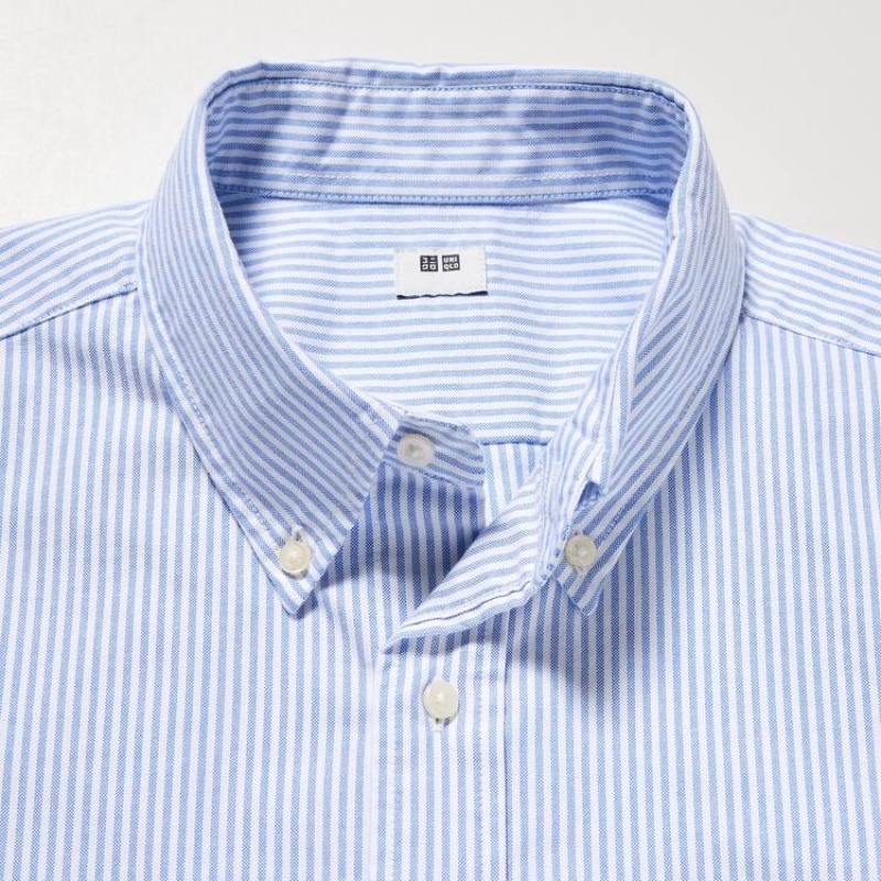 Pánské Košile Uniqlo Regular Fit Pruhovaný Oxford (Button-down Collar) Blankyt | VPEZBCT-15