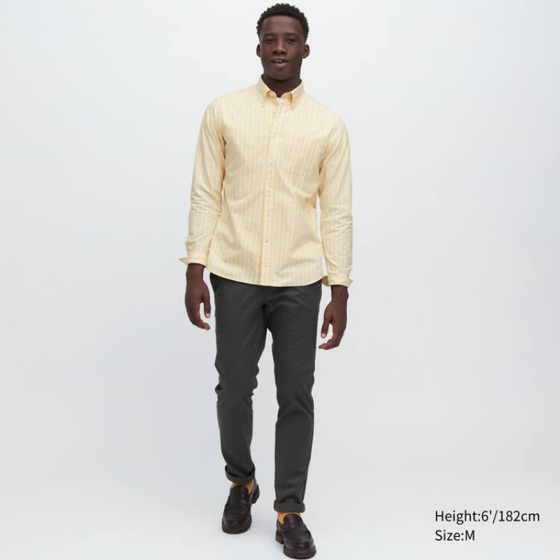 Pánské Košile Uniqlo Slim Fit Pruhovaný Oxford Žluté | SRPUCNX-50