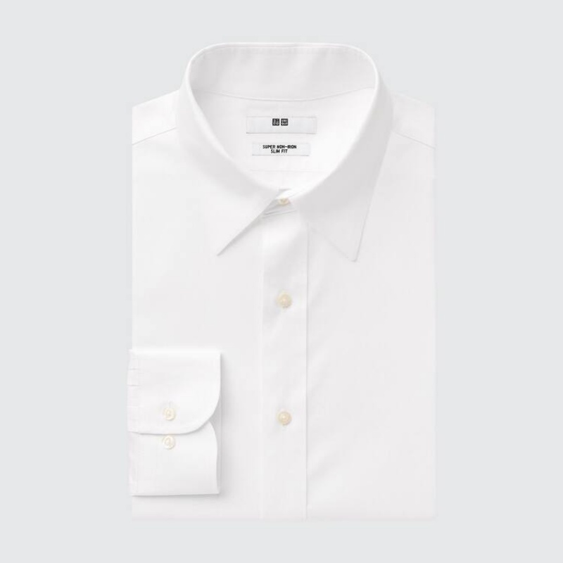 Pánské Košile Uniqlo Super Non-iron Slim Fit (Regular Collar) Bílé | OZMQKJL-08