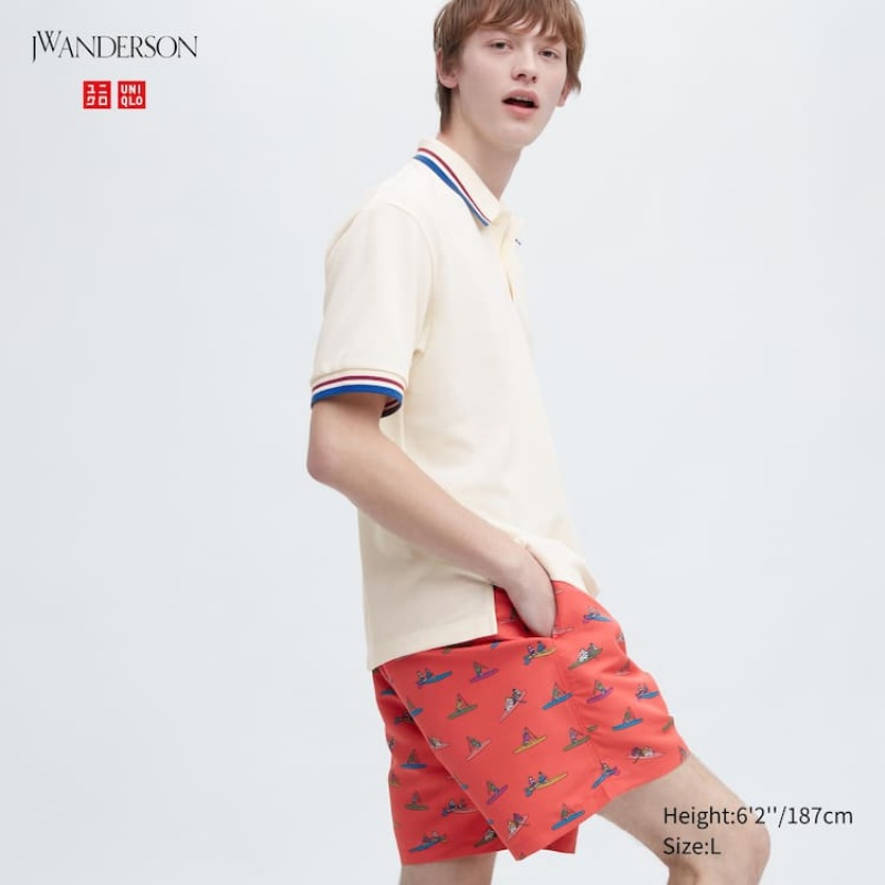 Pánské Kraťasy Uniqlo Jw Anderson Rowing Print Active Utility Červené | KABXTWR-93