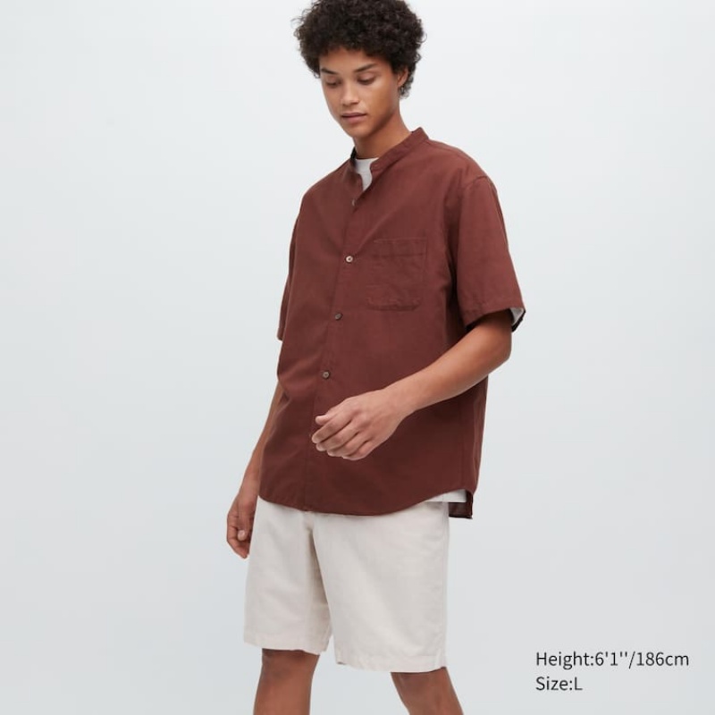 Pánské Kraťasy Uniqlo Linen Blend Béžový | FNLUXWE-25