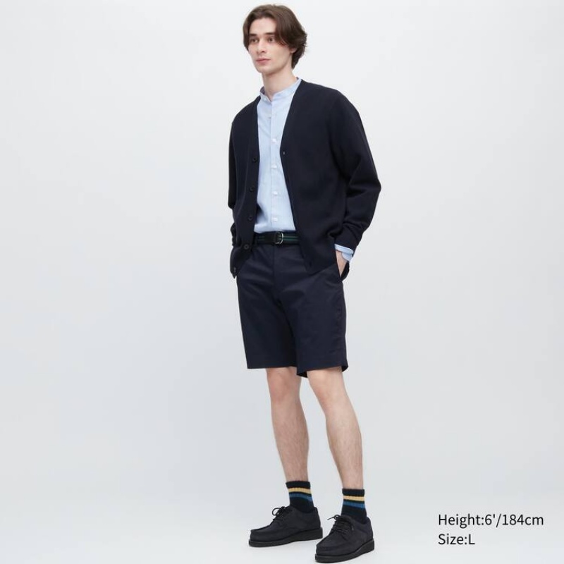 Pánské Kraťasy Uniqlo Stretch Slim Fit Tmavě Blankyt | OXWSGCI-58