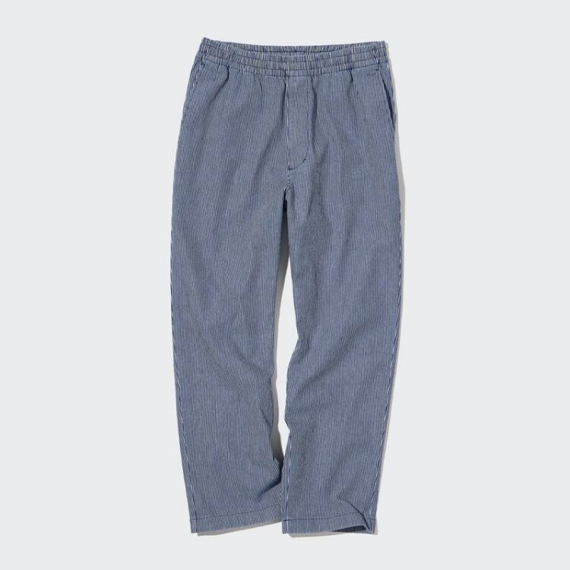 Pánské Loungewear Uniqlo Bavlněné Hickory Pruhovaný Relaxed Fit Ankle Length Blankyt | HZLGQAK-40